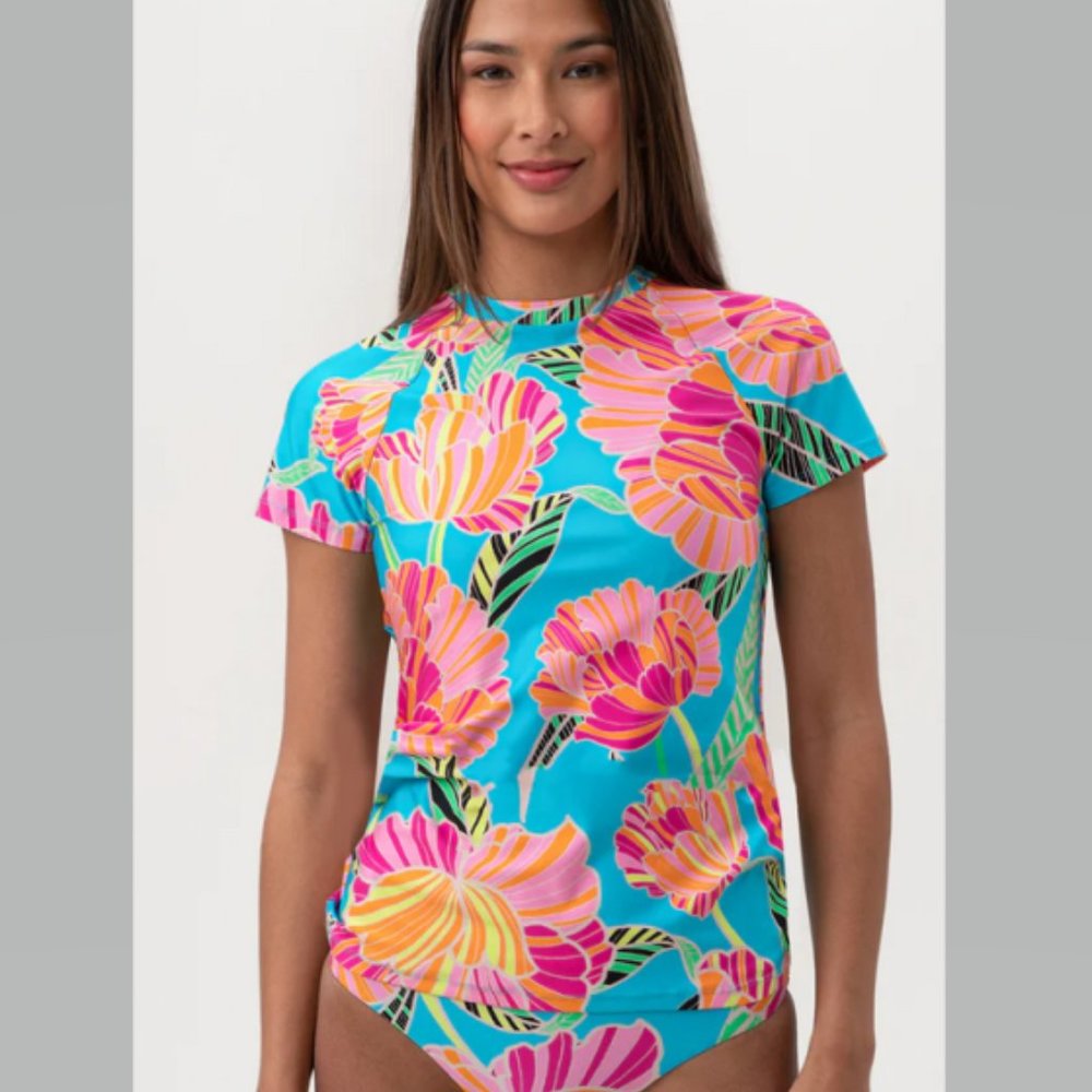 Trina Turk Poppy Swim Tee Rashguard NWT